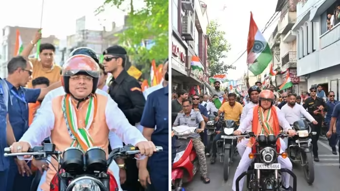 भाजपा युवा मोर्चा की रैली में सीएम ने थामी बाइक,कहा- तिरंगा देश का प्रतीक