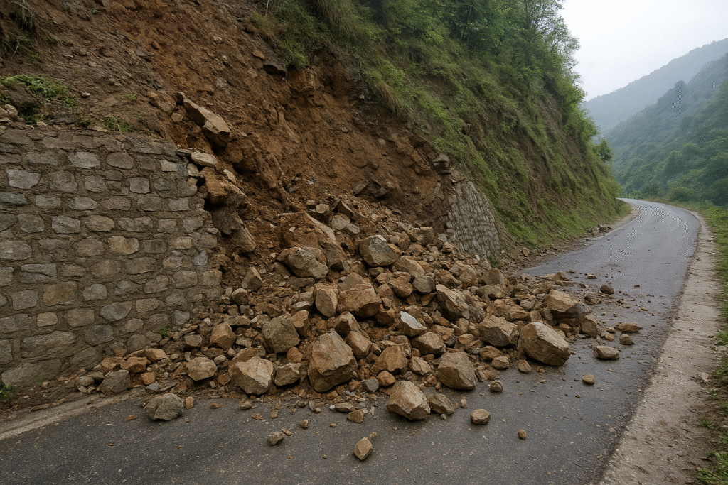 पिथौरागढ़-धारचूला हाईवे पर सुरक्षा दीवार ढही, सीमा मार्ग पर खतरा”
