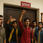 चुनाव तिथि मांग पर हंगामा, एबीवीपी ने प्राचार्य के कमरे को किया लॉक