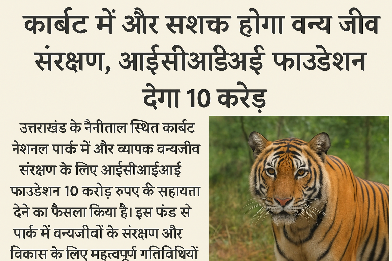 कार्बेट में और सशक्त होगा वन्य जीव संरक्षण, ICICI फाउंडेशन देगा 10 करोड़