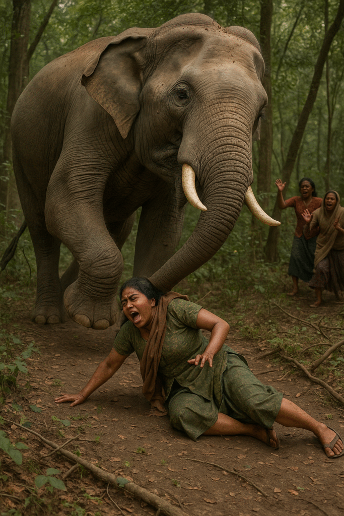 जंगल में चारा लेने गई महिला पर हाथी ने किया हमला, शोर मचाते ही भागा वन्यजीव