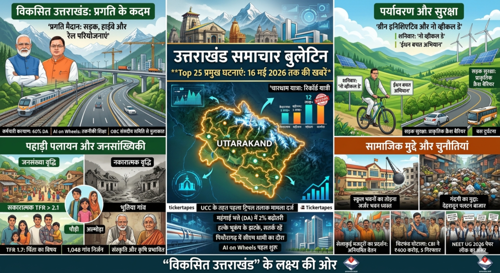 उत्तराखंड की टॉप 25 बड़ी खबरें: 16 मई 2026 तक की प्रमुख घटनाएं