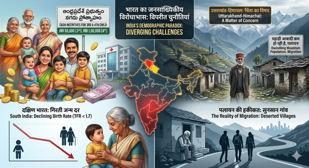 दक्षिण भारत में जन्म दर तेजी से गिर रही: आंध्र प्रदेश ने तीसरे-चौथे बच्चे पर नकद प्रोत्साहन की घोषणा, उत्तराखंड-हिमाचल में पहाड़ी आबादी चिंता का विषय