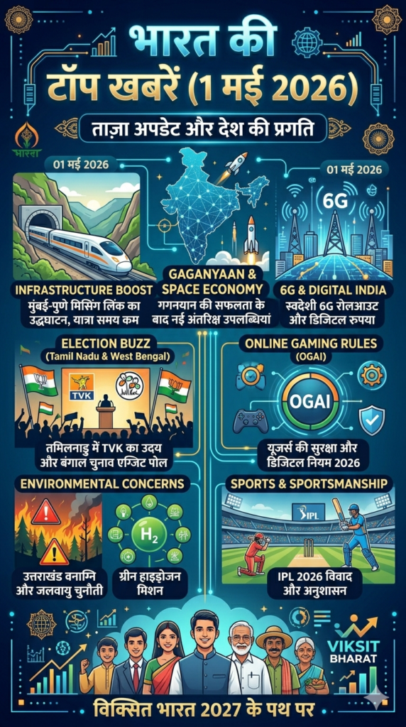 भारत की टॉप 12 प्रमुख खबरें (1 मई 2026 तक की ताज़ा खबरें)